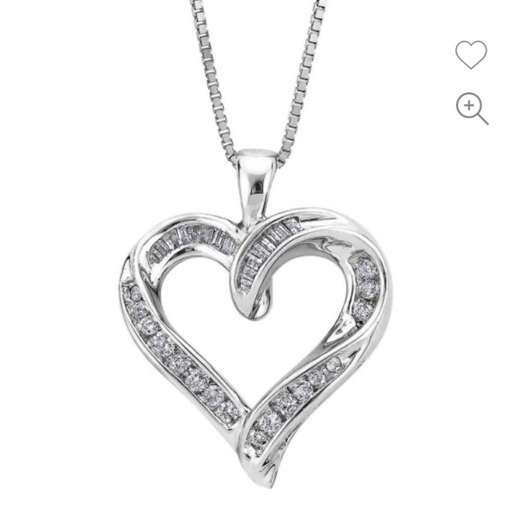 - Heart Necklace - Sterling Silver - 1/5 ct